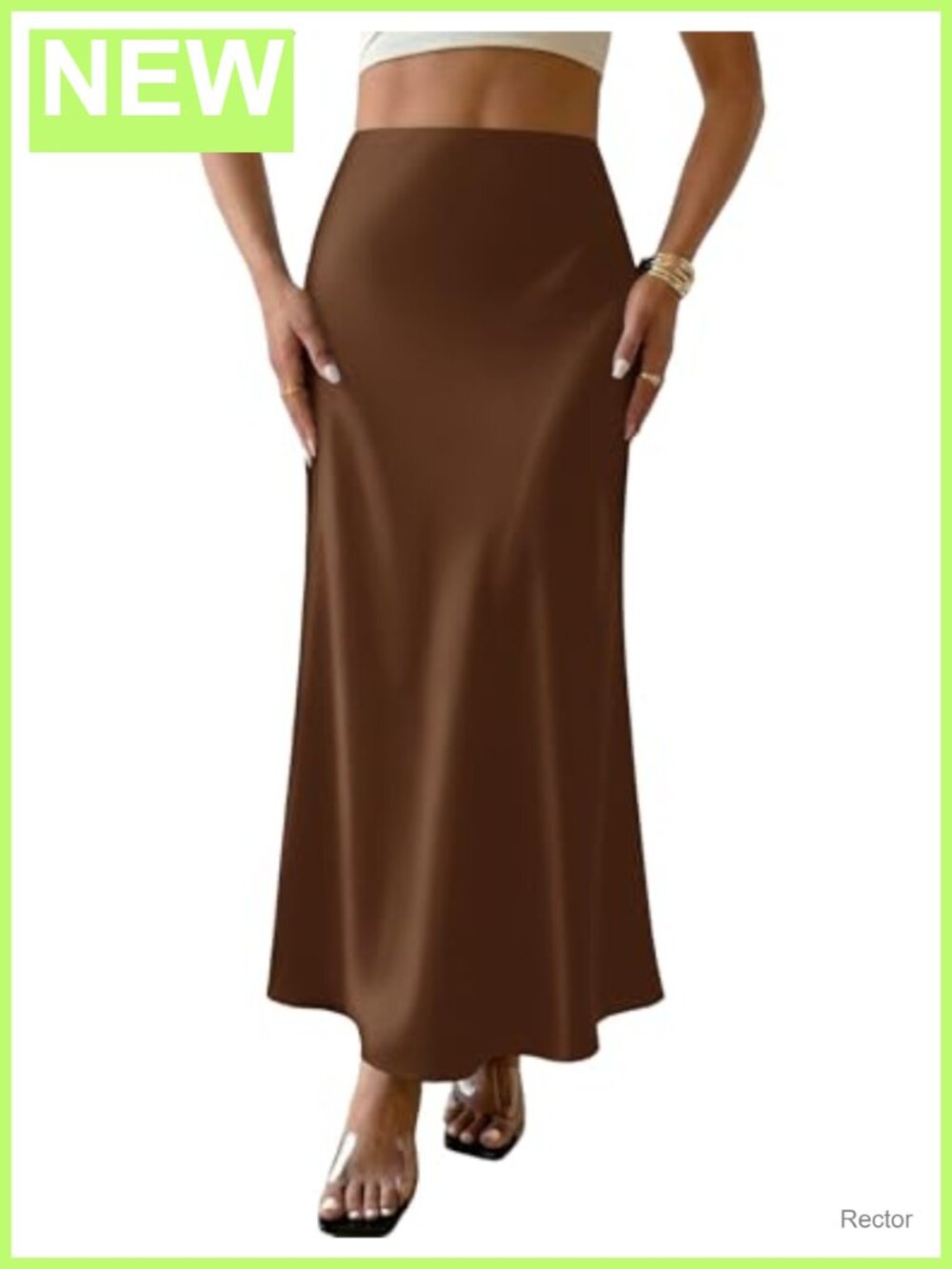 Satin Maxi Skirt High Waisted A-Line Flowy Formal Casual